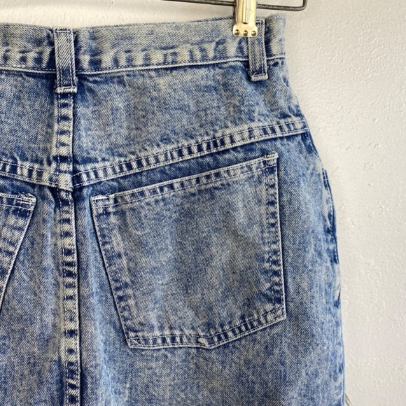 Vintage 80s Tioga Sport Womens Denim Skirt Size 6 Conchos Western Lace Up Slits - Picture 8 of 10